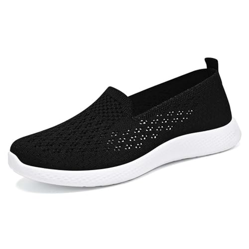 Generisch Elegant Damen Freizeitschuhe Slip On Sneaker Orthopädische Wanderschuhe Bequem Freizeitschuhe mit Mesh-Obermaterial Atmungsaktive Walking Schuhe Outdoor Leicht Flache Sohle Schuhe