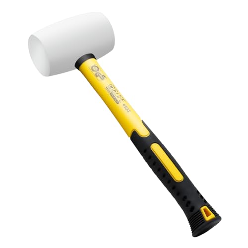 CCLIFE Gummihammer Weiß 450g Zertifiziert durch TÜV und GS Gummi hammer mit zwei Seiten, D=55 mm Schonhammer für Bodenleger und Fliesen
