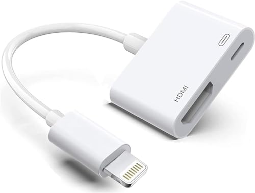 Lightning HDMI Adapter[MFi Zertifiziert]Kein Strombedarf 1080P Bildschirm Konverter/iPhone Hdmi Adapter/Lightning auf HDMI Digital AV Adapter für iPhone 14/12/11/XS/XR/X/8/7/iPad/Projektor/Monitor/TV
