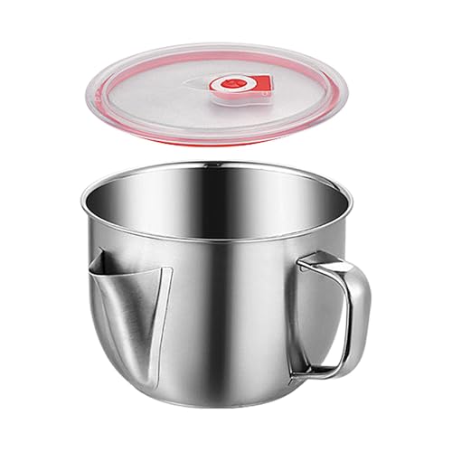 Fetttrenner, Fettabscheider Mit Deckel Und Griff Soßenfetttrenner, Edelstahl-Soßensieb Und Fettabscheider Multifunktionaler Fettabscheider Für Soßen, Öl, Fett, Suppe