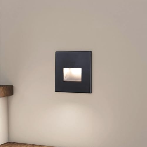 lambado® LED Treppenbeleuchtung Schwarz 1,5W | 230V Unterputz Treppenlicht Treppenbeleuchtung Innen | Wandeinbauleuchte Beleuchtung für Treppen | Treppenstufenbeleuchtung Cut