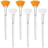 VEGCOO 6 Fächerpinsel Kosmetik Maskenpinsel Gesicht Fächerförmige Maskenbürsten Fächer Masken Pinsel für Make up Push On Mud Cleansing Face (Weiß)