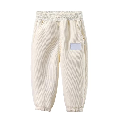 TIMIYUYU Baby Jungen Mädchen Cordhose Lässige Hose Elastisch Taille Warm Hose Baby Trousers Unterteile 1-13 Jahre Thermo Dick Fleece Gefüttert Hosen Warme Jogginhose Sweathose (Beige, 12-18 Months)