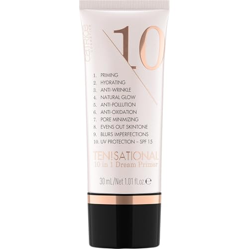 Catrice Ten!sational 10 in 1 Dream Primer, Nude, Anti-Aging, feuchtigkeitsspendend, natürlich, für trockene Haut, vegan, UVA- und UVB-Filter + SPF 15, ohne Parabene, Nanopartikel frei, 1er Pack (30ml)