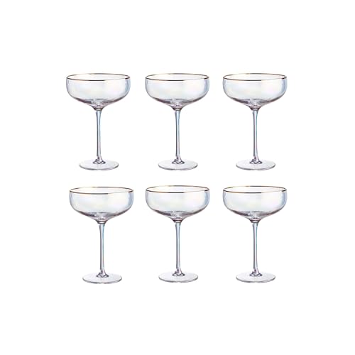 BUTLERS 6er Set Champagnerschalen mit Goldrand 400ml Vintage Gläser - SMERALDA - Sektschalen aus mundgeblasenem Glas | Gläser & Trinkgeschirr, Sektgläser, Martini- und Cocktailschalen