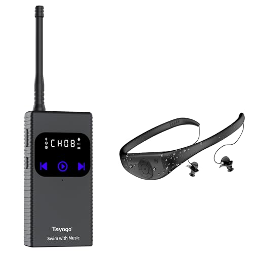 Tayogo kopfhörer Schwimmen -Drahtloser Sender, Ideal für Spotify und Audible | Schwimmtrainer Kommunikationsgerät | wasserdichte In-Ear-Kopfhörer | wasserdichte Kopfhörer Schwimmen (Schwarz)