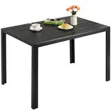LIFERUN 110x70 cm Gartentisch aus Aluminium und WPC, Rechteckiger Balkontisch Wetterfest, Hitze- und Wetterbeständig, Outdoor Terrassentisch, Gartenmöbel für Veranden, Innenhöfe, Terrassen, Schwarz