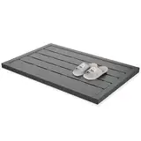 SUBTLETY WPC Bodenelement für Solardusche 100x56x4cm Anti-Rutsch Gartendusche Bodenplatten Inkl. Montagematerial UV-Beständig Kunststoffboden für Outdoor Gartendusche Saunen Poolleiter (Anthrazit)