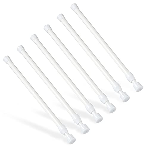 6 Stück Teleskopstange, Goowin 25-40cm Spannstange ohne bohren, rostfreie Feder, kleine Spannstange, verstellbare Spannstange für Schrank, Küche, Schrank, Kleiderschrank, Bücherregal (weiß)