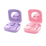 Ryaupy 2 Pcs Tragbar Kontaktlinsenbehälter Hygiene， Mini Box Container Kontaktlinsenhalter, Cute Kontaktlinsen Travel Kit Mit für tägliche Ausflüge wie Reisen und Arbeiten (Pink und lila)