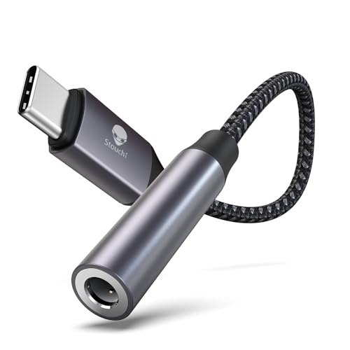 Stouchi Adapter USB C auf Klinke, Typ C auf 3.5mm Kopfhörer Adapter mit Hi Res DAC Chip, Kompatibel mit i-Phone 15 Pro/Max, Samsung Galaxy S24 S23 S22 Note 20 S20, Pixel, Pad Mini, Huawei