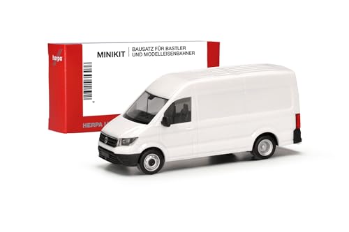 Herpa Modellbausatz MiniKit VW Crafter Kasten HD mit Zwillingsbereifung, weiß, Miniatur im Maßstab 1:87, Sammlerstück, Kit für Modellbau, Kunststoff
