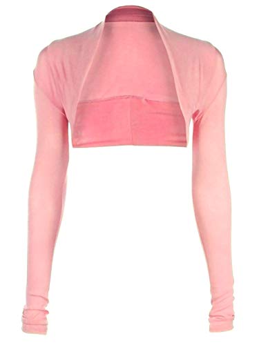 krautwear Damen Bolero Langarm Stola Bolerojacke Hochzeit Festlich Einfarbig schwarz grau rosa Navy (rosa)