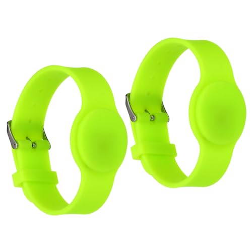 PATIKIL RFID Silikon Armband 2 Pack 13.56MHZ Smart IC Karte Armband Wasserdicht Handgelenk Band Zugang Kontrolle für Schwimmbad Badezentrum Fluoreszierend Grün