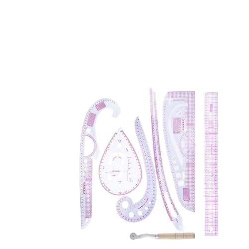 7-teiliges Tail-Lineal-Set mit Kleidungslineal, Musterlineal, Schneidelineal, Ärmelkäfig-Lineal, Kurvenlineal-Set, Linienrad und PVC-Linealkombination für Modedesigner und