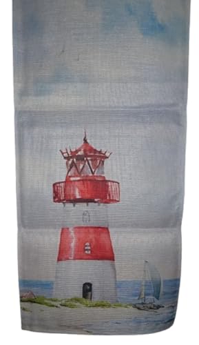 Tischläufer Leuchtturm Maritim Boot 183 x 33 cm Frühling Sommer Tischdecke Läufer Deko MU K111