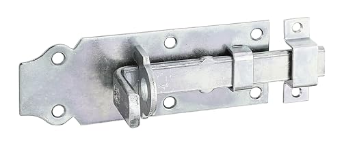 Alberts 116767 Schlossriegel | gerade, mit flachem Griff und befestigter Schlaufe | galvanisch verzinkt, dickschichtpassiviert | Platte 120 x 44 mm