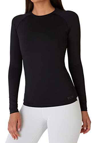 TCA Thermounterwäsche Damen Extra Warm - Thermo Unterwäsche für Sport - Thermoshirt Funktionsshirt Langarm - Kompressions Laufoberteil - Schwarz, S