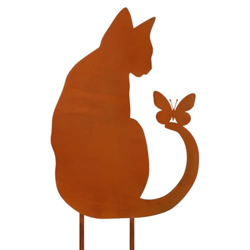 Gartenstecker Katzen Deko Rost,1er Katze Gartendeko Rost,Rostdeko Gartendeko,Metall Roststecker,Katze Deko Metall für Garten Terrasse Balkon