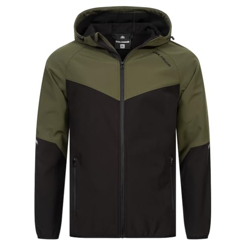 Kirkjubøur® Hestur Herren SOFTSHELLjacke 10.000 mm Wassersäule mit Kapuze und Fleecefutter, atmungsaktiv und wasserabweisend (DE/NL/SE/PL, Alphanumerisch, XL, Regular, Regular, Njordr Grün)