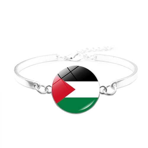 KUAIYIJU Lederarmbänder mit Palästina-Flagge, mehrlagig, gewebt, Perlenarmband für Männer und Frauen, Armband, Schmuck, Mode-Accessoires