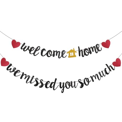 Welcome Home Deko, Willkommen Zuhause Girlande, We Missed You So Much Banner, Willkommen Zurück Deko für Rückkehr Familienfeiern Einzug Schule Saison Party Dekoration