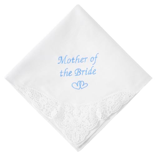 HOULIFE Hochzeitstaschentuch aus bestickter Spitze 60s Baumwolle weiße Taschentücher personalisiertes Stickerei-Taschentuch für Braut Bräutigam Hochzeitstag Geschenk 32 x 32 cm