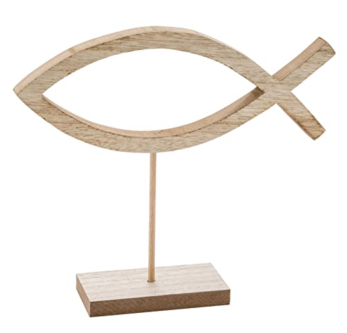 ZauberDeko Deko Figur Fisch Holz auf Ständer Aufsteller Tischaufsteller Tischdeko Kommunion Konfirmation
