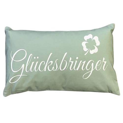 Bada Bing Deko Kissen Spruch Glücksbringer mintgrün - modernes Sofakissen in 50x30 cm - Kuschelkissen mit Bezug und Füllung - Couchkissen Zierkissen fürs Wohnzimmer Schlafzimmer und Couch