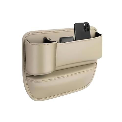 KLSDB Autositz Aufbewahrungsbox für Skoda Superb II (Typ 3T) 2013-2015, Vordersitzen Seitentasche Car Seat Leder Aufbewahrung Tasche Auto Zubehör,A/Beige-A/Copilot