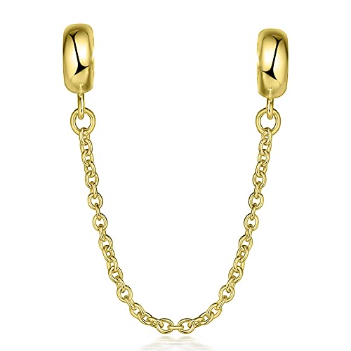 LOVANS 925 Sterling Silver 2 PCS Rubber Spacer Stopper Bead for European Bracelets (Golden Chain)