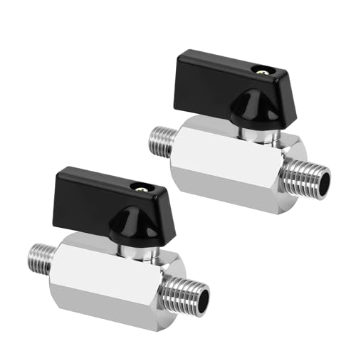 Messing Mini Kugelhahn, 2 Stück Messing Vernickelt Kugelhahn 1/8" AG x 1/8" AG, Kugelhahn Absperrhahn mit Griff für Wasser, Öl, Garten
