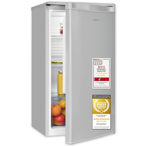 Exquisit Vollraumkühlschrank 75 Liter, Freistehend, Kühlschrank klein und kompakt, 45cm Breit, LED-Innenbeleuchtung, KS585-V-091E (Grau)