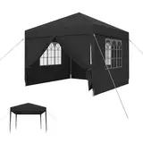 HENGMEI Pavillon Partyzelt Gartenzelt Gartenpavillon mit Seitenteilen Sonnenschutz UV-Schutz für Garten, Party, Hochzeit, Picknick (3x3m/3x6m/3x9m) (Dunkelgrau, 3x3m)