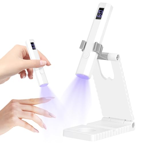 Mini UV Lampe für Gelnägel, UV Lampe für Nägel mit Ständer Wiederaufladbar, kleine UV Nagellampe Tragbar, 2 Timer-Modi Nageltrockner für Gel-Nagellack, Nagellack Trocknergerät Weiß