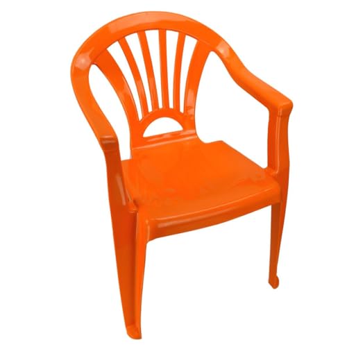 Marabella Kinderstuhl Gartenstuhl Stuhl für Kinder in blau, grün, orange oder pink Garten, Farbe:orange