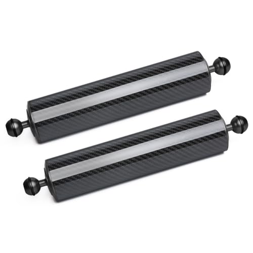 LetonPower Unterwasser-Schwimmarm aus Kohlefaser, für ultraleichten Wasserarm, Dual 1-Zoll-Ballauftrieb, Schwimmarme, Beleuchtungssystem für Tauchtablett (Schwarz, D60mm, 12")