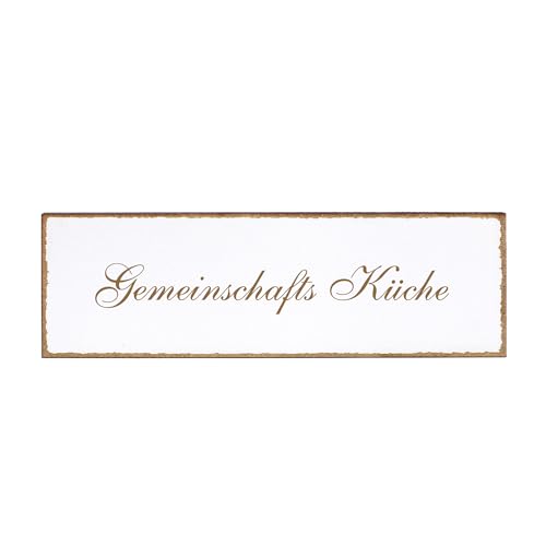 Dekolando Deko Türschild - Gemeinschafts Küche - Schild 150 x 50 mm - Schilder Türschilder Namensschilder Wohnung selbstklebend Holzschild Tür Holzschilder
