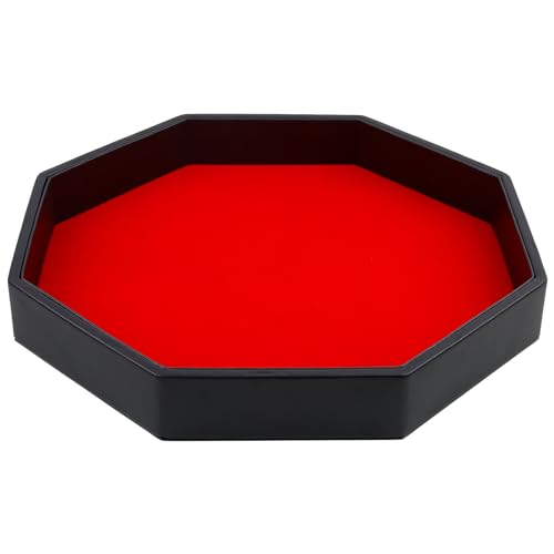 Gesserit Große Würfelschale - mit Filz ausgekleidete PU-Lederoktagon-Würfelschale für Dungeon-Crawler-Spiele, Rot