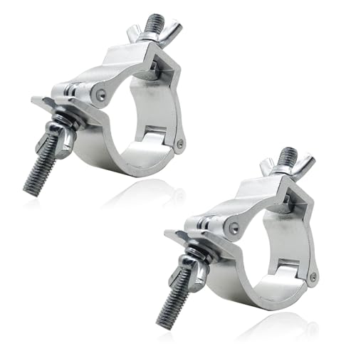 2er Pack Bühnenbeleuchtungsklemme, 25-30mm Traversen Klammern, 100kg Kapazität Bühnenbeleuchtung Haken für Bühnenlichter Bewegliche und Scheinwerfer, Silber