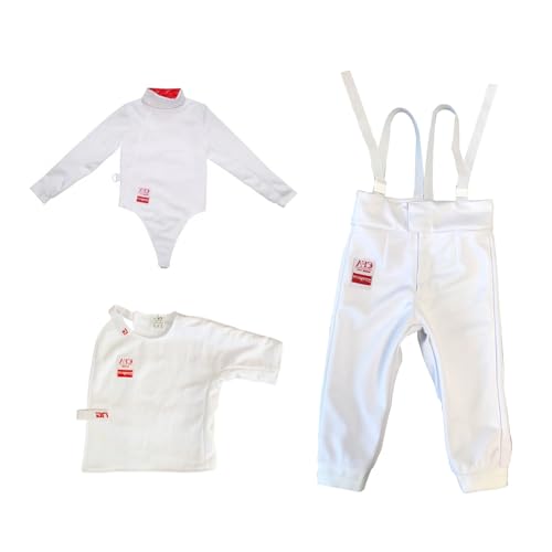 WRYSQBHJYB 350N Fechtuniform (Set aus Hose/Jacke/Weste), Fechtanzug, Schutzanzug für Fechttraining, Ausrüstung, Linkshänder(44#)
