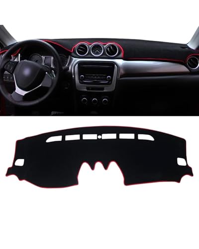 Auto Armaturenbrett Abdeckung Für Suzuki Für Vitara LY 2015 2016 2017 2018 2019 2020 2021 2022 Auto Dashboard Abdeckung Vermeiden Pad Sonnenschutz Matte Teppich Dashboard Abdeckung(A Red Side LHD)