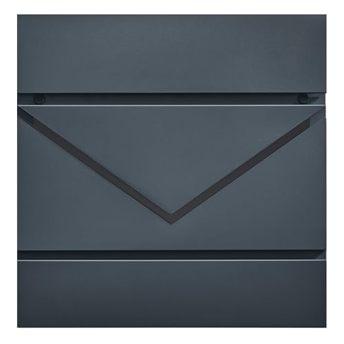 SONGMICS XXL Briefkasten, Postkasten, Zeitungsfach, V-förmiges Sichtfenster, Schloss, modern, einfache Montage, anthrazit GMB054G01