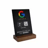 Google Bewertung NFC Schild, PVC, 105 x 148 mm, fertig eingerichtet, mit NFC und QR-Code für einfache Kundenbewertungen, Google Bewertungskarte (Schwarz)