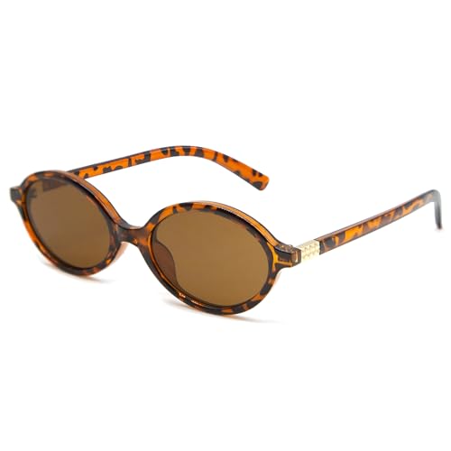 LJCZKA Retro Ovale Sonnenbrille Unisex Klassische Mode 90er Runde Ovale Kleine Sonnenbrille mit UV400 Schutz