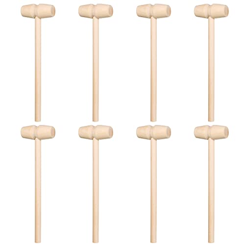 HOTMNTY Mini DIY Holzhammer,Holz Krabben Hammer,Holzhammer Werkzeug,Mini Holzhammer,Mallet Stampfen Spielzeug Schlagen,Hammer Spielzeug Pädagogisches Spielzeug für Jungen Mädchen Kinder,8 Stücke