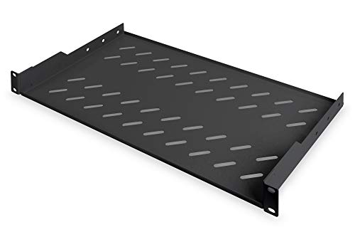 DIGITUS Professional DN-19 TRAY-1-SW - Fachboden zum Festeinbau in 19" Schränke - Traglast 15 kg - ab 450 mm Schranktiefe - 1HE - Farbe schwarz