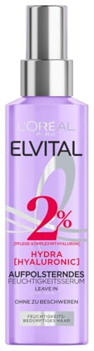 L'Oréal Paris Elvital Hydra Hyaluronic feuchtigkeitsspendende Spray Kur für glänzendes Haar, Hyaluron Serum für einen Feuchtigkeitsboost, Schutz & Glanz, langanhaltende Feuchtigkeit und Pflege, 150ml
