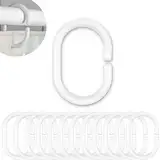 Duschvorhang Ringe, 12 Stück, in Weiss, Ø 4,6 x 2,9 cm innen, für Duschvorhangstangen, aus stabilem Kunststoff, weiße Duschringe, Ringe Dusche Duschvorhang, Duschvorhangringe, Duschhaken C-Ring Bad