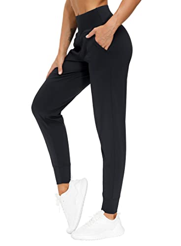 The Gym People Damen Jogginghose Leichte Athletic Leggings Tapered Lounge Pants für Workout, Yoga, Laufen, schwarz, Mittel